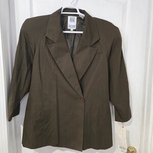 Together! Business Blazer Women 18 Brown New Pleated Back, Button Structured